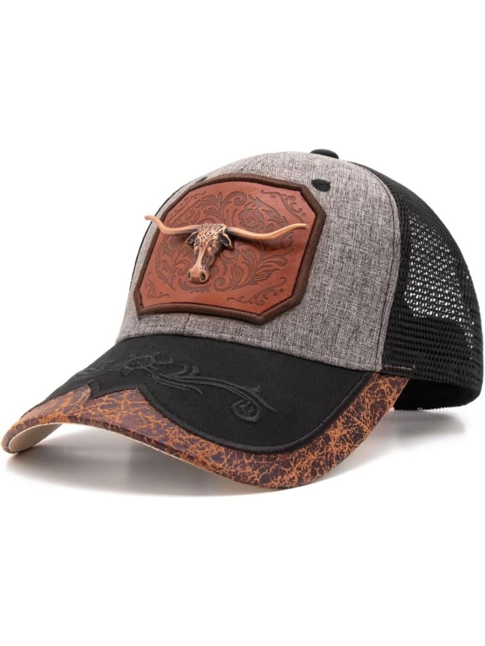 Men's Z Grey Polyester Western Vintage Cowboy Cute Baseball Cap